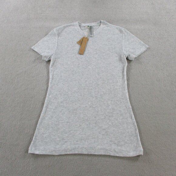 SKIMS Threadbare Rib Crewneck Standard T Shirt Womens Small Light Heather Gray - Picture 2 of 8